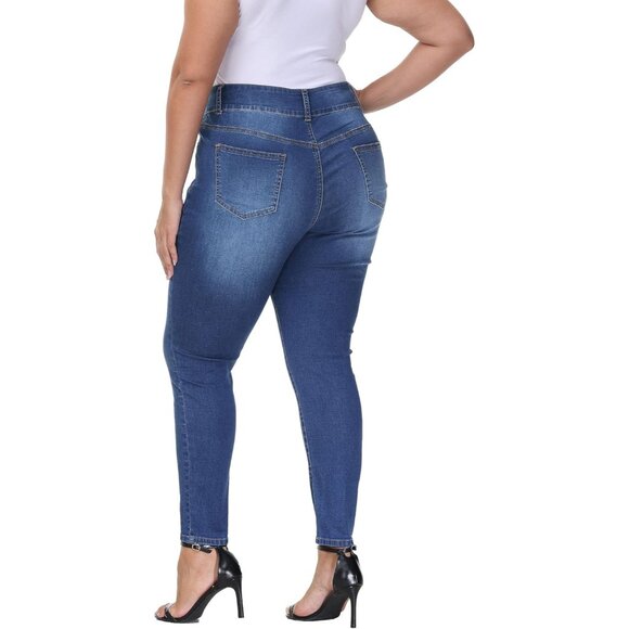 Plus Size Skinny Jeans High Waisted Stretchy Ankle Casual Pants for Women - Picture 4 of 6